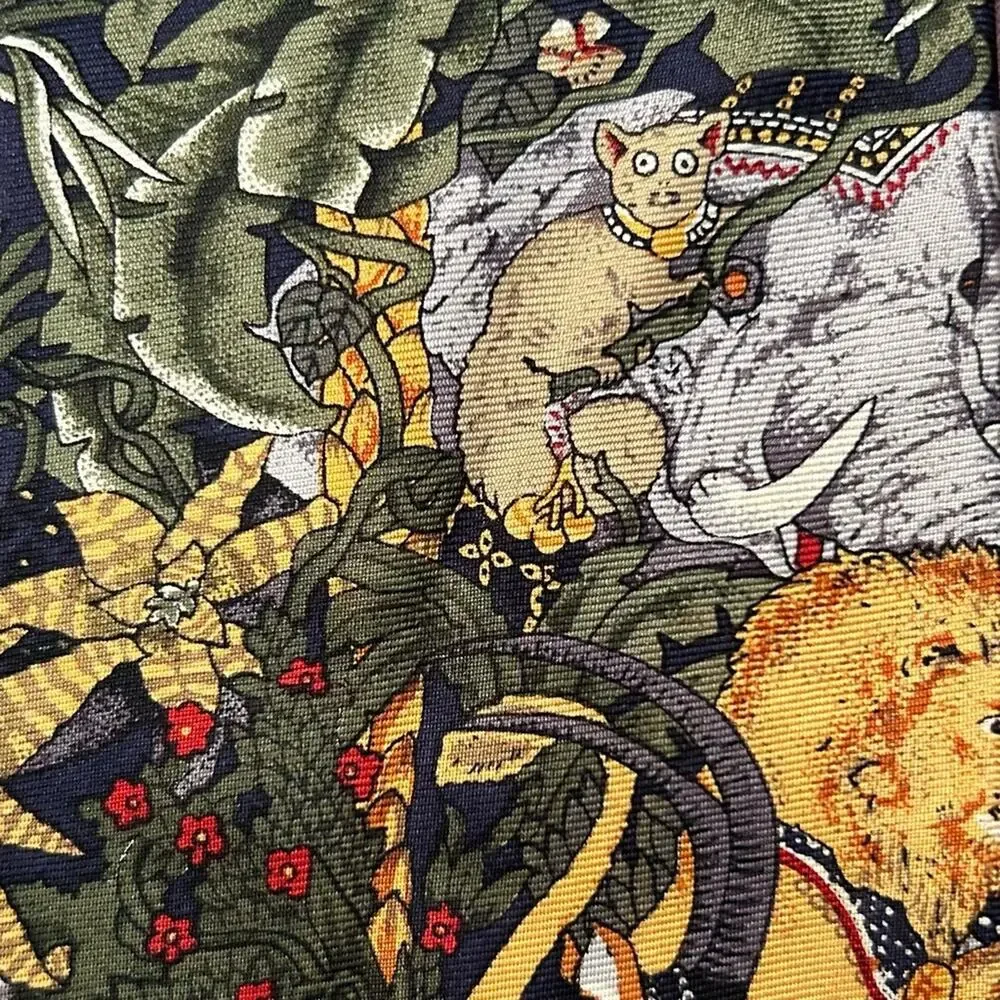 Vintage Pierre Cardin Exotic Tropical Animal Print Tie, 100% Silk